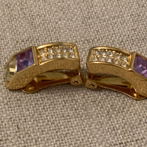 Christian Dior Crystal Clip On Earrings - Picture 8 of 11